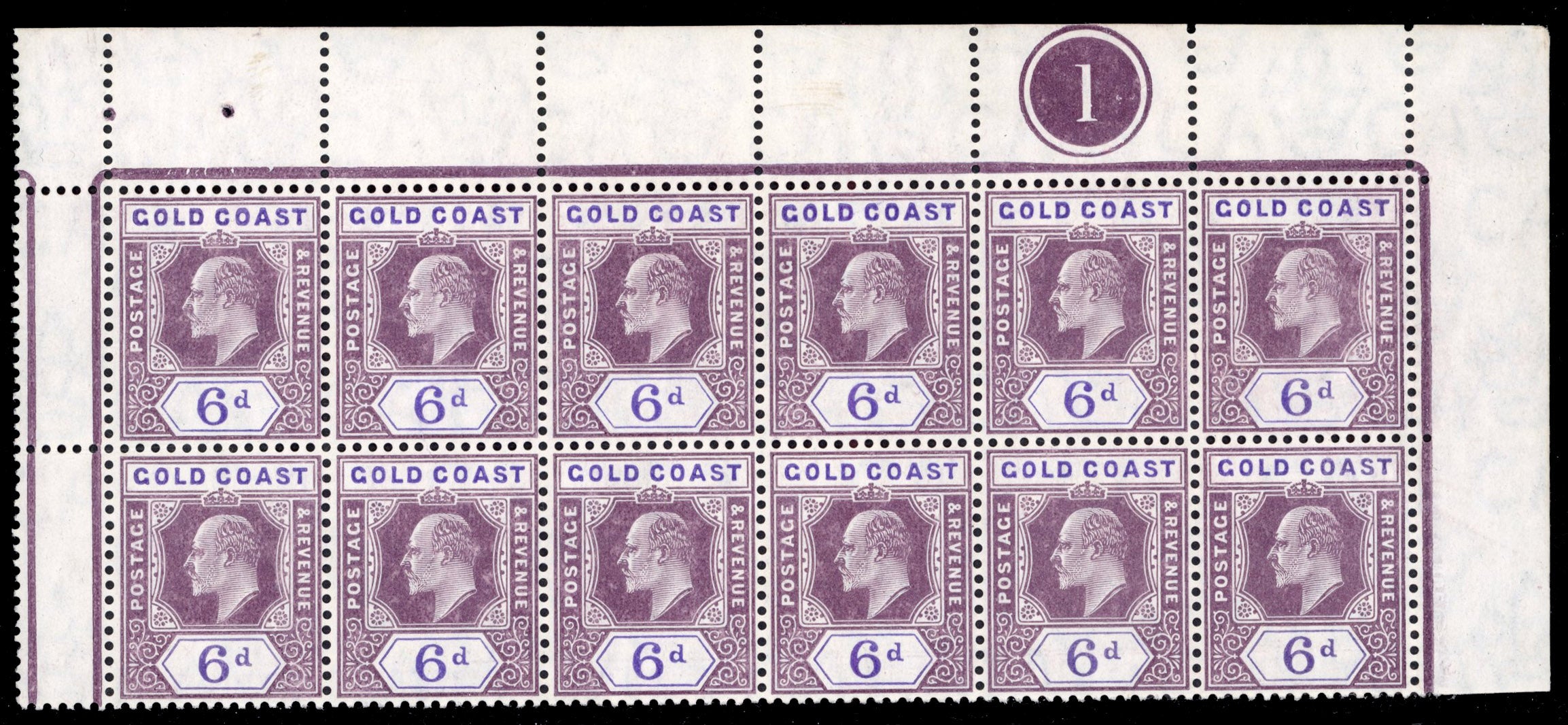 Gold Coast SG 54a Unmounted Mint 1904-06 6d dull purple and violet on chalk-surfaced paper watermark MCA
