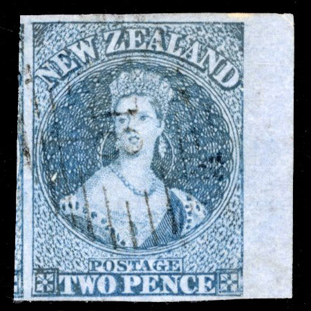 New Zealand SG 5 Used 1855-58 2d blue on blue paper