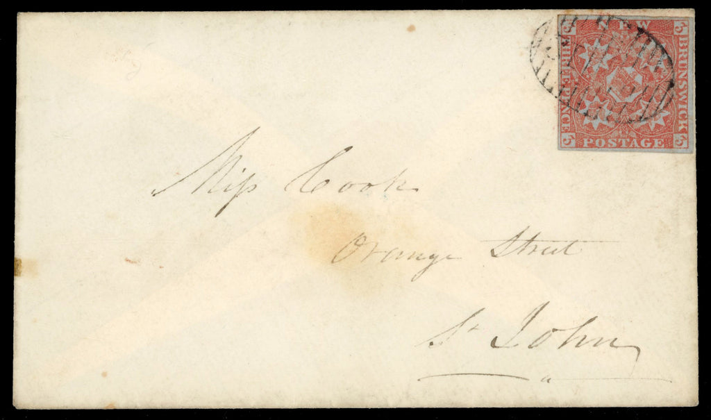 New Brunswick SG 2 1855 cover from Edmunston to St John with 1851-60 3d red