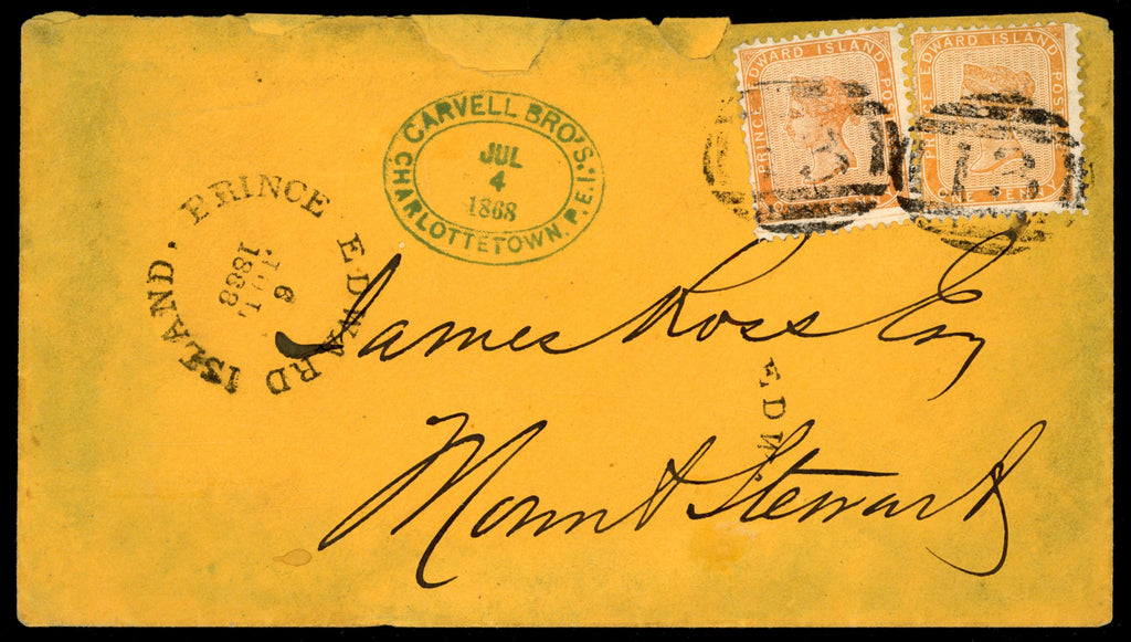 Prince Edward Island SG 9 1868 cover from Charlottetown to Mount Stewart