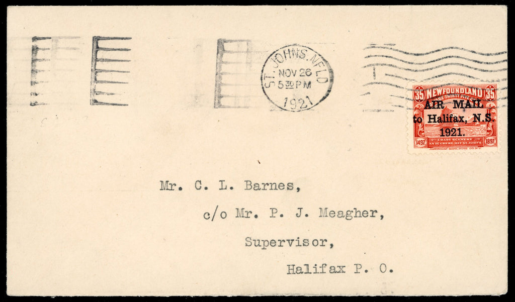 Newfoundland SG 148 1921 cover from St John's to Halifax with 35c red airmail
