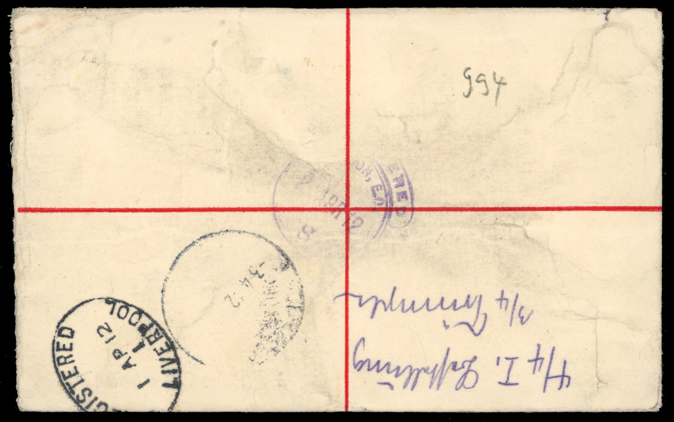 Gibraltar SG 68 Cover 1912 KEVII 2d red registered postal stationery envelope used to Germany