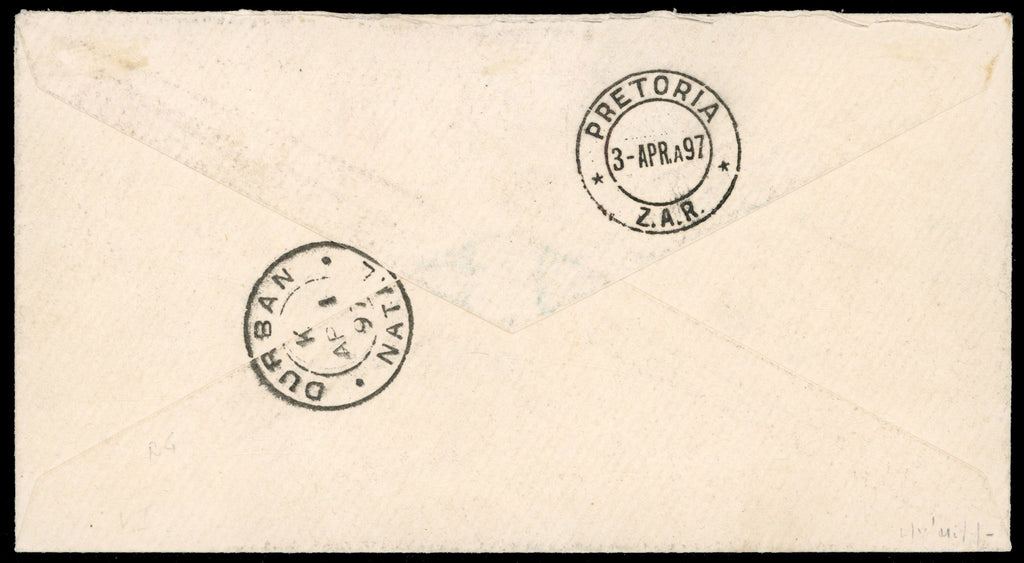 Zululand SG 20/24 1897 registered cover from Eshowe to Transvaal