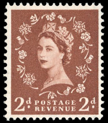 Great Britain SG 564a Unmounted Mint 1957 Graphite-lined issued 2d light red-brown variety Line at left