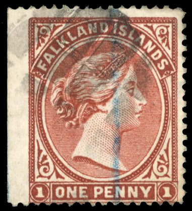 Falkland Islands SG 11x Used 1889-91 1d red-brown watermark CA reversed