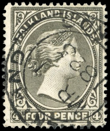 Falkland Islands SG 12x Used 1889-91 4d olive grey-black watermark CA reversed