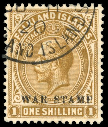 Falkland Islands SG 72 Used 1918-20 War Stamp 1s light bistre-brown