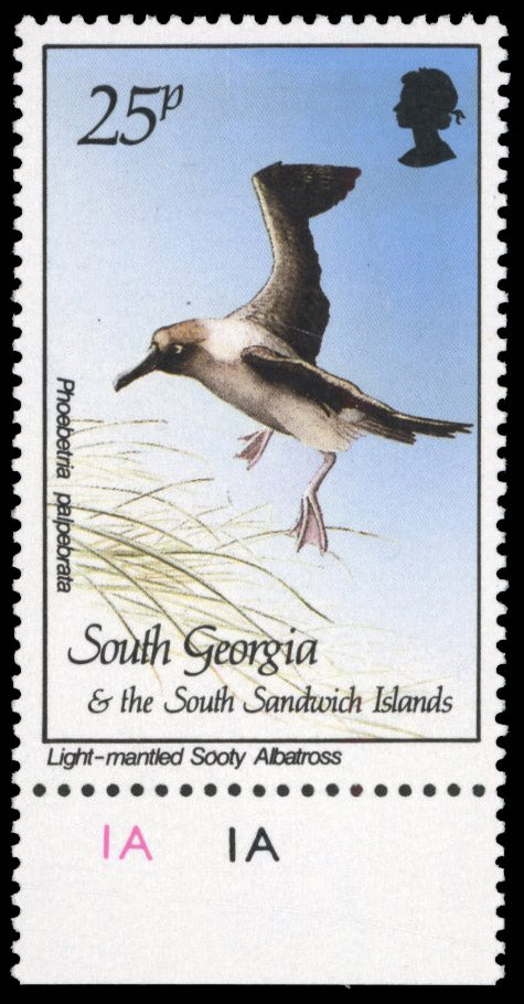 South Georgia SG 172w Unmounted Mint 1987 Birds 25p Sooty Albatross variety watermark inverted