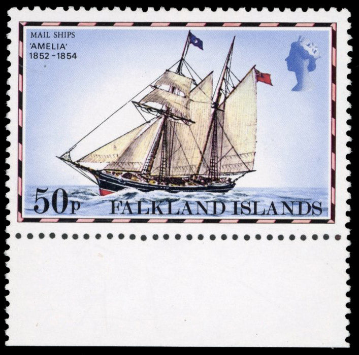 Falkland Islands SG 343Aw Unmounted Mint 1978-82 Mail Ships 50p Amelia variety watermark crown to right of CA