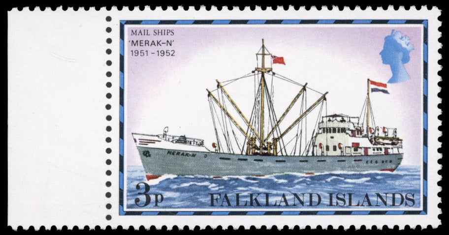Falkland Islands SG333Aw Unmounted Mint 1978-82 Mail Ships 3p Merak-N variety watermark crown to right of CA