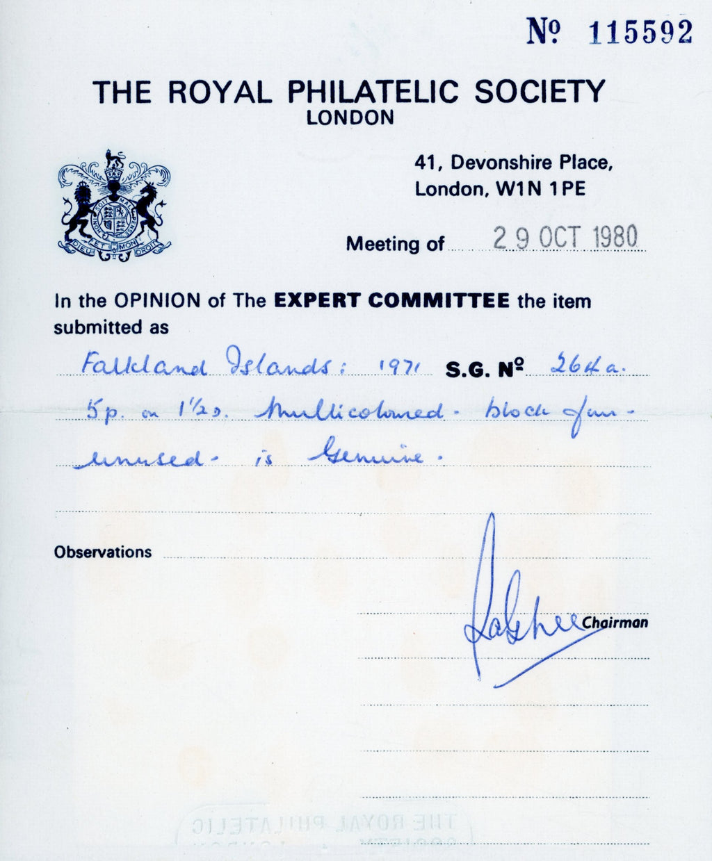 Falkland Islands SG 264a Unmounted Mint 1971 Decimal Currency 1p on 1½d Pig Vine error Surcharge 5p instead of 1p