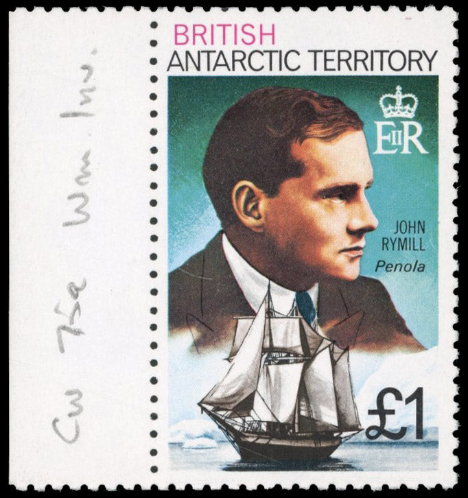 British Antarctic Territory SG 78aw Unmounted Mint 1975-81 Explorers £1 Rymill and Penola variety watermark inverted