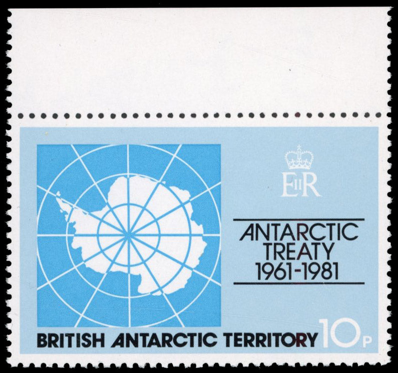 British Antarctic Territory SG 99w Unmounted Mint 1981 Antarctic Treaty 10p Map variety watermark crown to right of CA