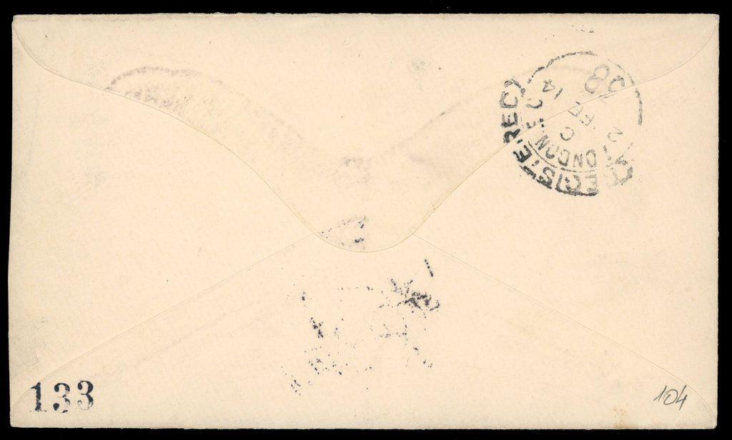 Leeward Islands SG 51a, 57a 1914 registered cover from Antigua to Prague with 1912-22 3d and 5s with white backs