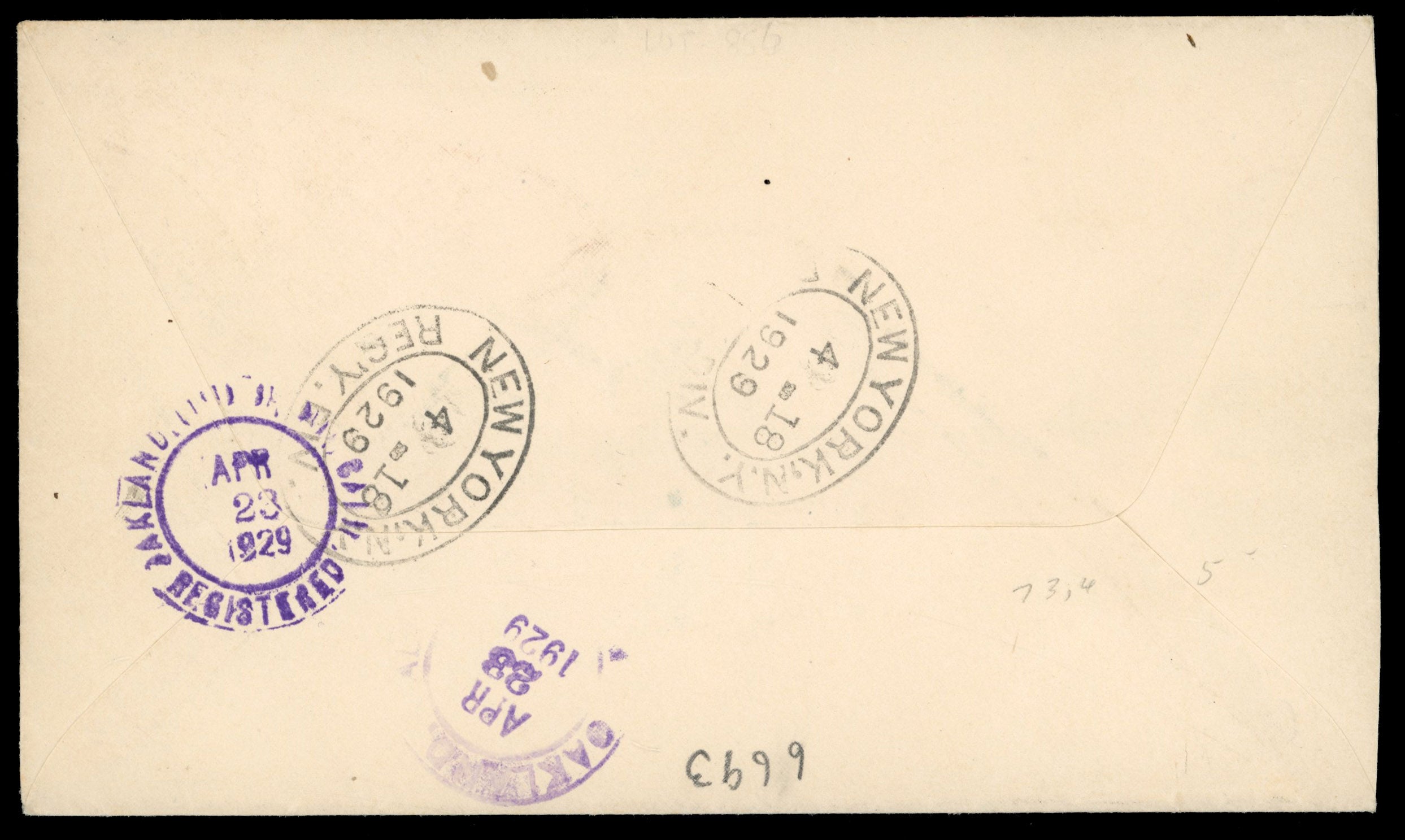 Leeward Islands SG 70, 71 1929 registered cover from Antigua to USA with 1921-32 4d, 5d