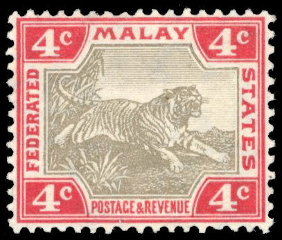 Malaya Federated Malay States SG 36b Mint 1904-22 4c grey-brown and scarlet