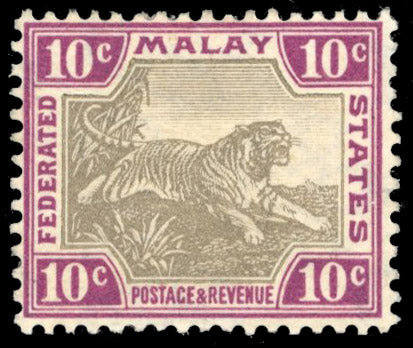 Malaya Federated Malay States SG 43 Mint 1904-22 10c grey-brown and claret