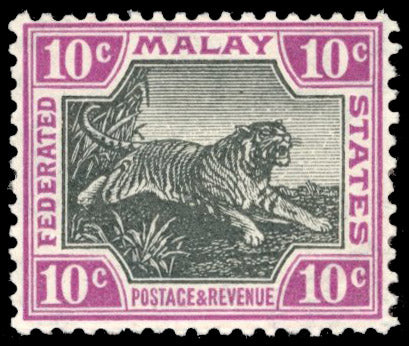 Malaya Federated Malay States SG 43b Mint 1904-22 10c black and claret