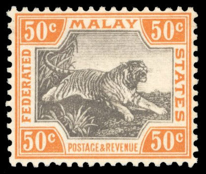 Malaya Federated Malay States SG 47db Mint 1904-22 50c black and orange-brown on chalk-surfaced paper