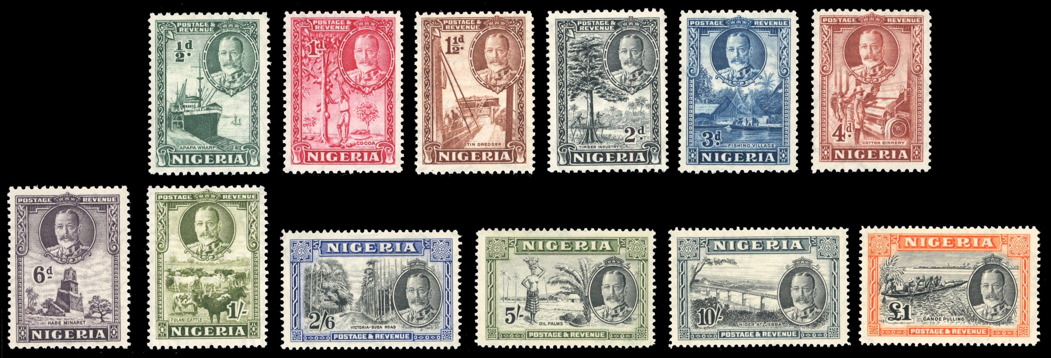 Nigeria SG 34/45 Mint 1936 set of 12 to £1