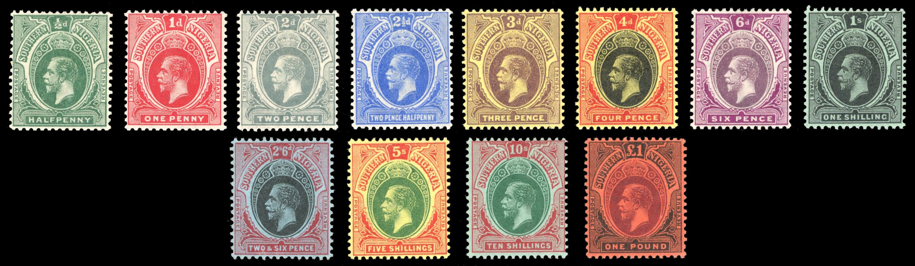 Southern Nigeria SG 45/56 Mint 1912 KGV set of 12 to £1