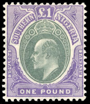 Southern Nigeria SG 32 Mint 1904-09 £1 green and violet watermark MCA on ordinary paper