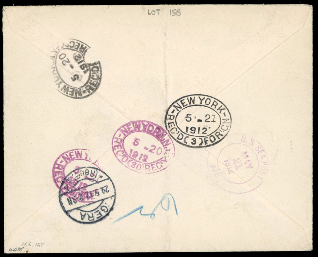 Barbados SG 166, 169 1912 registered cover to Germany with 1909-12 2d, 1s