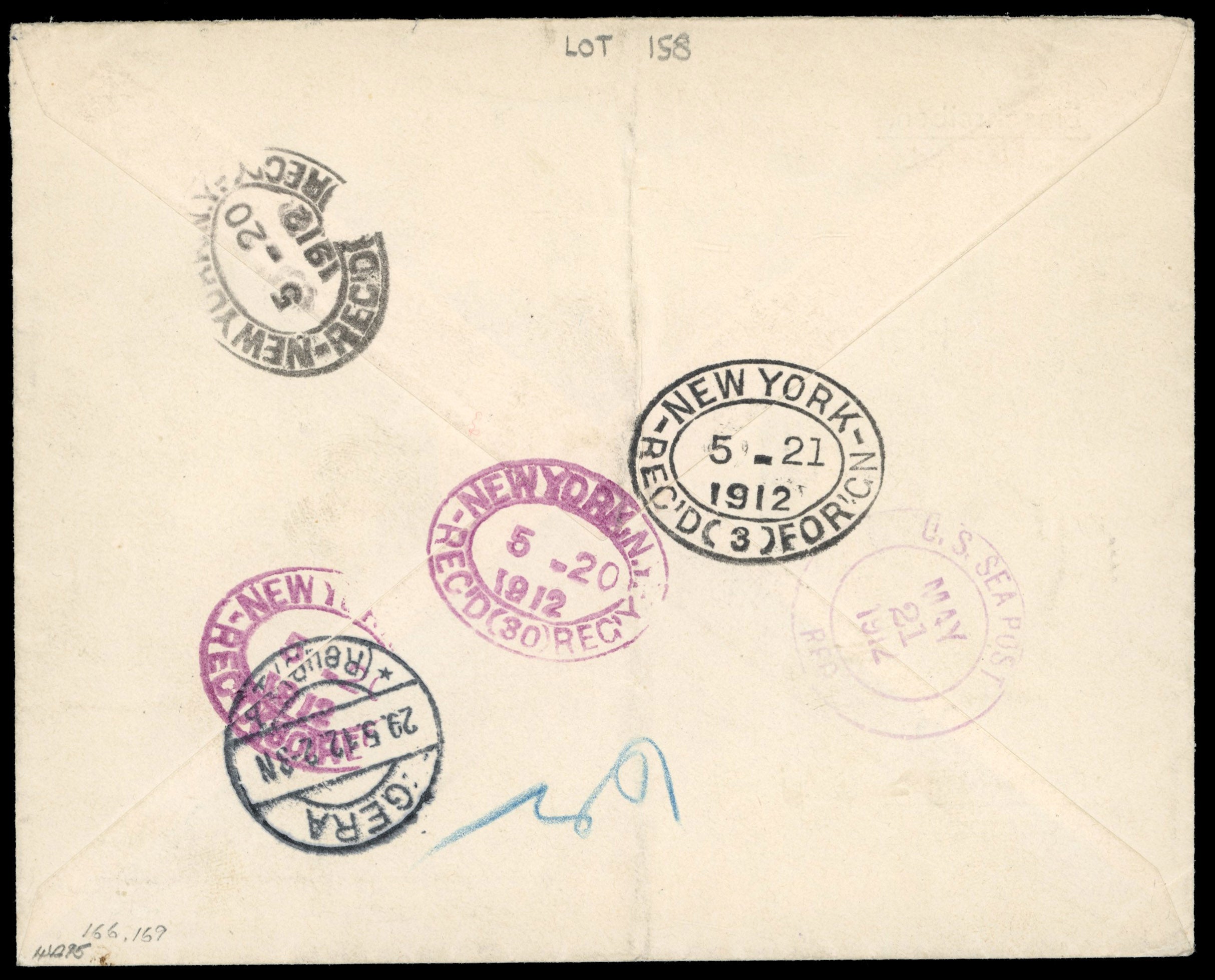 Barbados SG 166, 169 1912 registered cover to Germany with 1909-12 2d, 1s