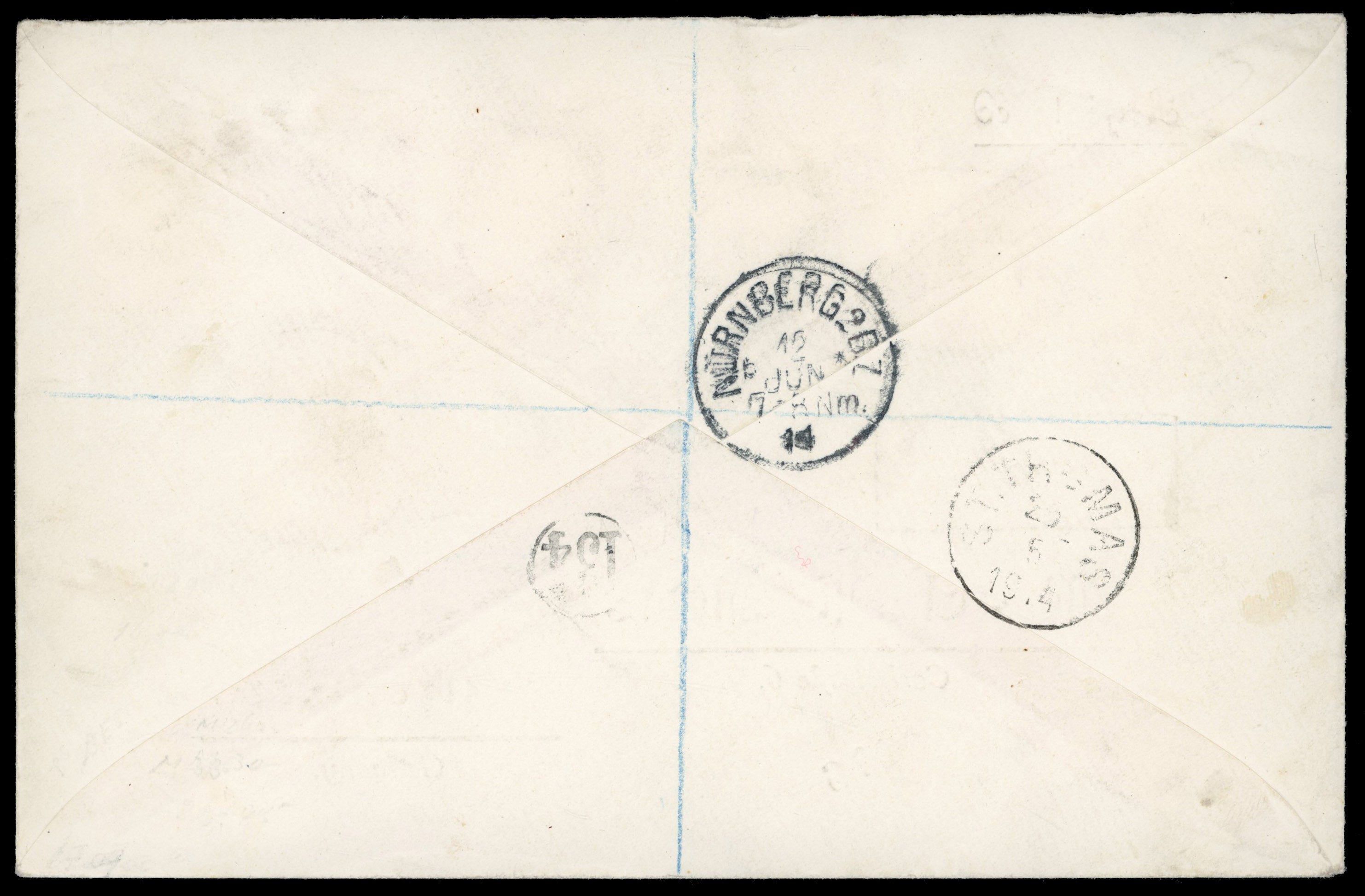 British Virgin Islands SG 54/60 btwn, 70/71, 73 1914 registered cover from Road Town to Germany