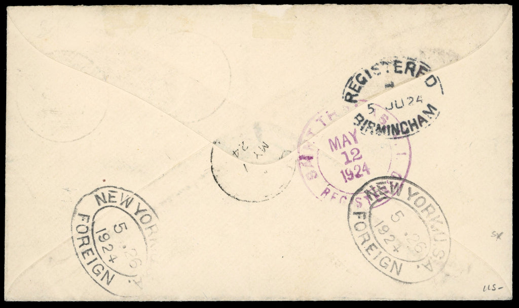 British Virgin Islands SG 94 1924 registered cover from Virgin Gorda to England