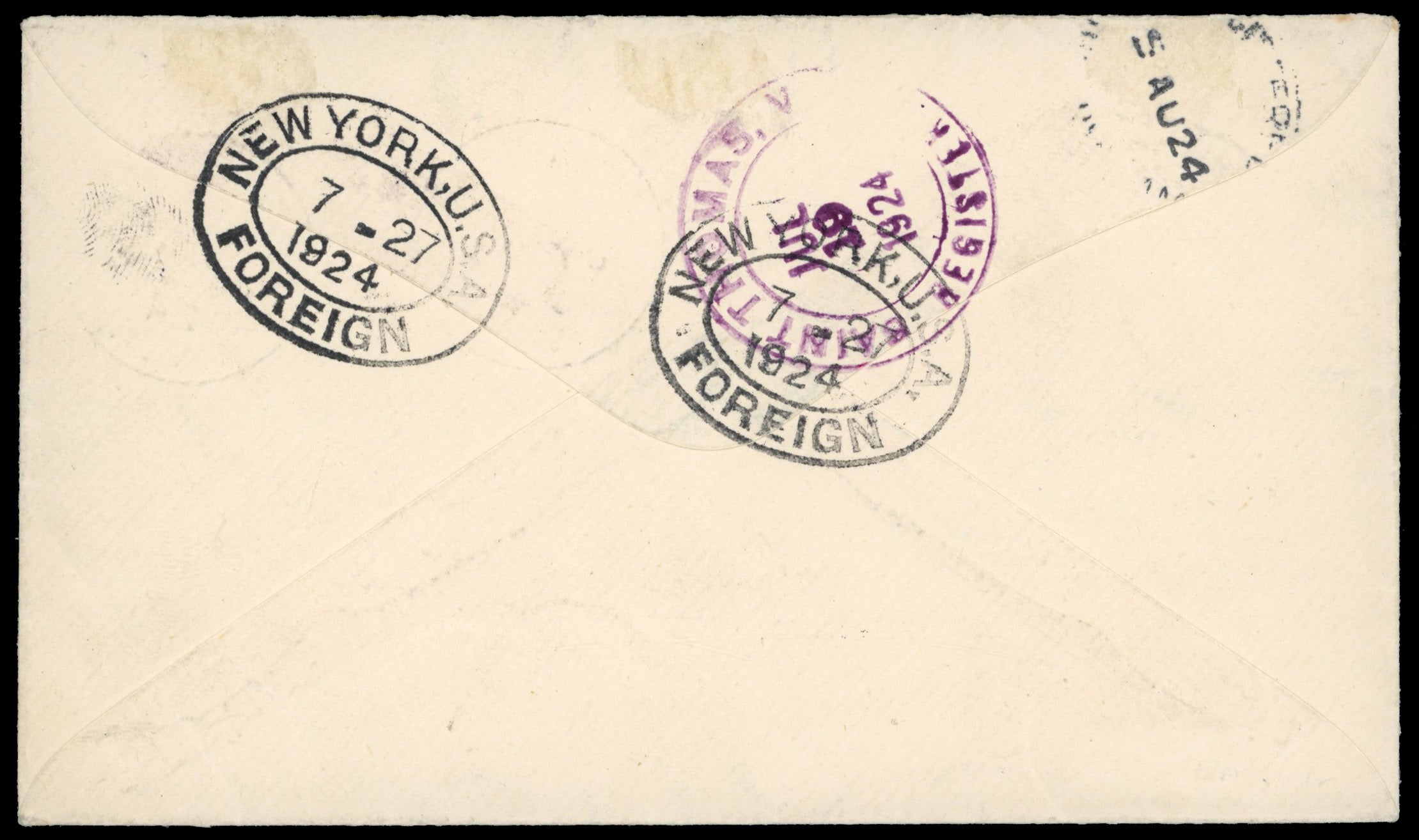 British Virgin Islands SG 97/98 1924 registered cover from Virgin Gorda to England with 1922-28 5d and 6d