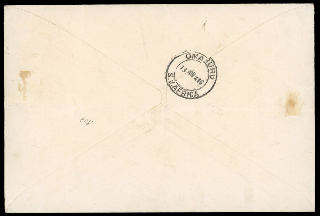 South West Africa SG ZD9, ZD11 1916 underpaid cover from Windhoek to Omaruru with South Africa postage due stamps