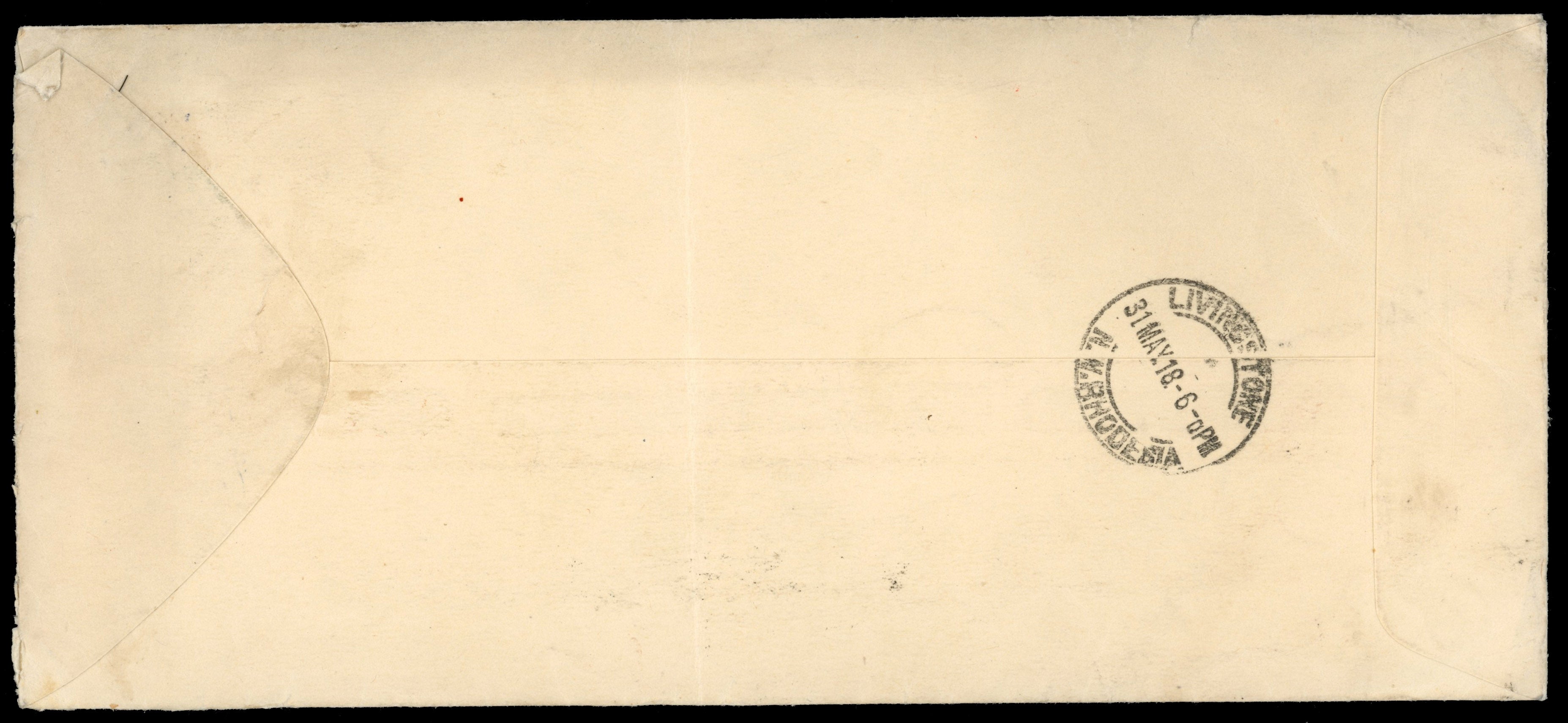 Rhodesia SG 208 1918 cover from Lusaka to New York with 1913-19 Admiral 2½d perf 15