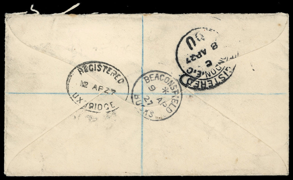 Seychelles SG 118 1927 registered cover to England with 1921-32 75c