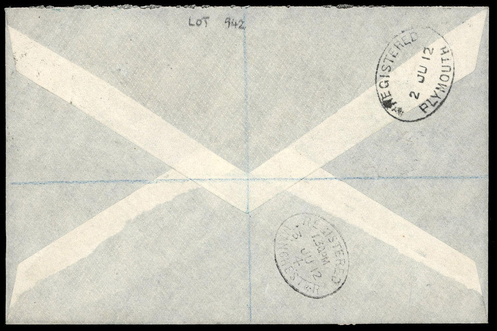 Northern Nigeria SG 28, 34 1912 registered cover from Zungeru to Manchester with 1910-11 ½d, 5d