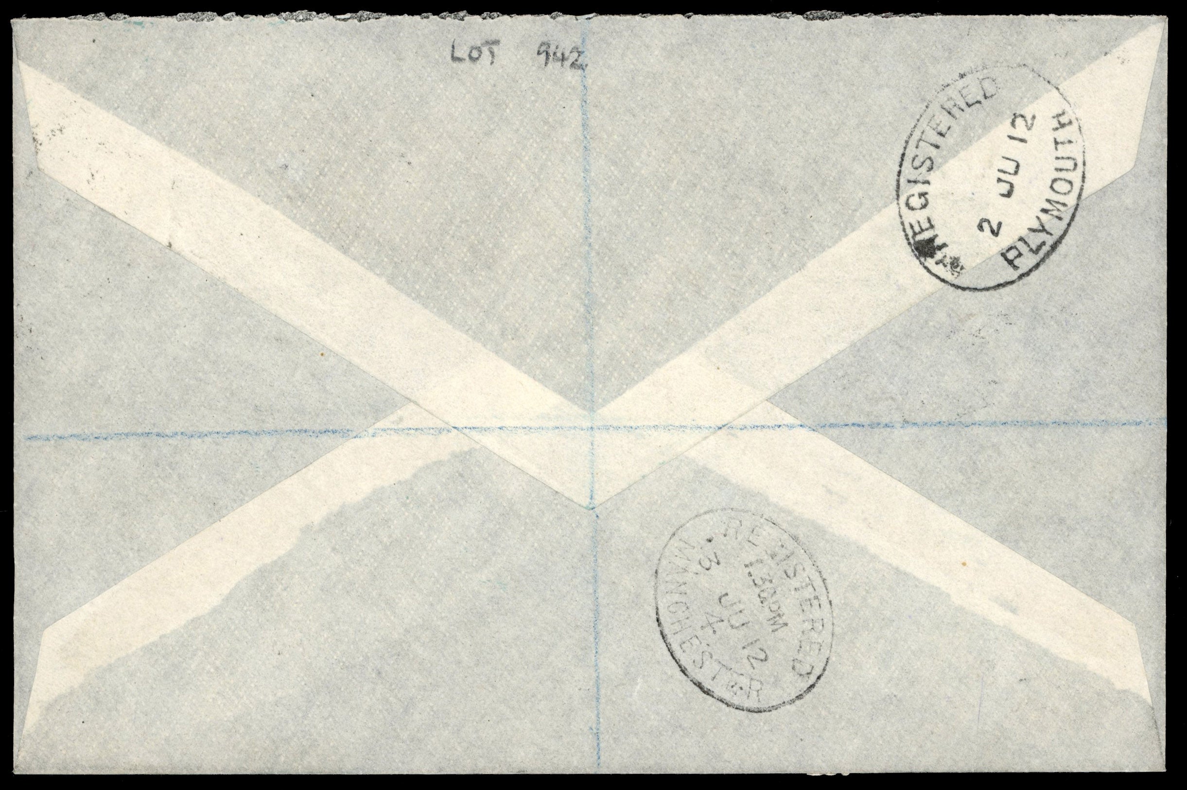 Northern Nigeria SG 28, 34 1912 registered cover from Zungeru to Manchester with 1910-11 ½d, 5d