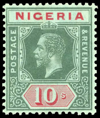 Nigeria SG 11 Mint 1914-29 10s green and red (white back)