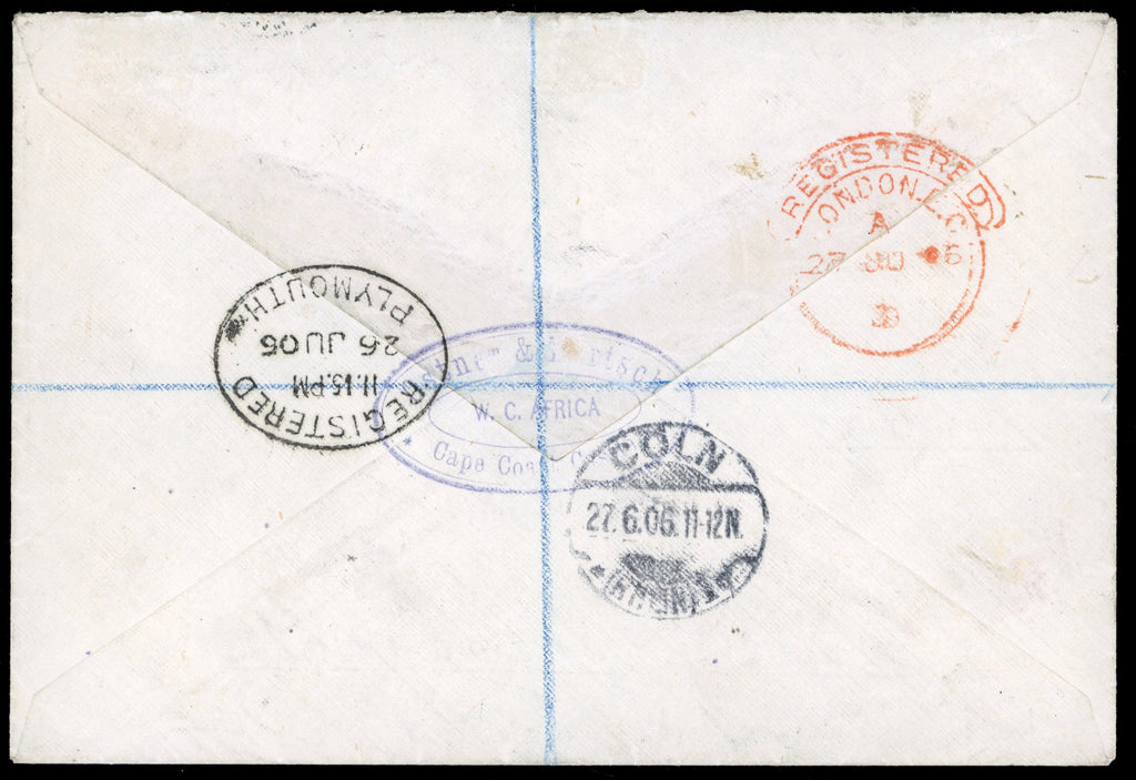 Gold Coast SG 57 1906 registered cover to Germany with 1904-06 2s6d green and yellow