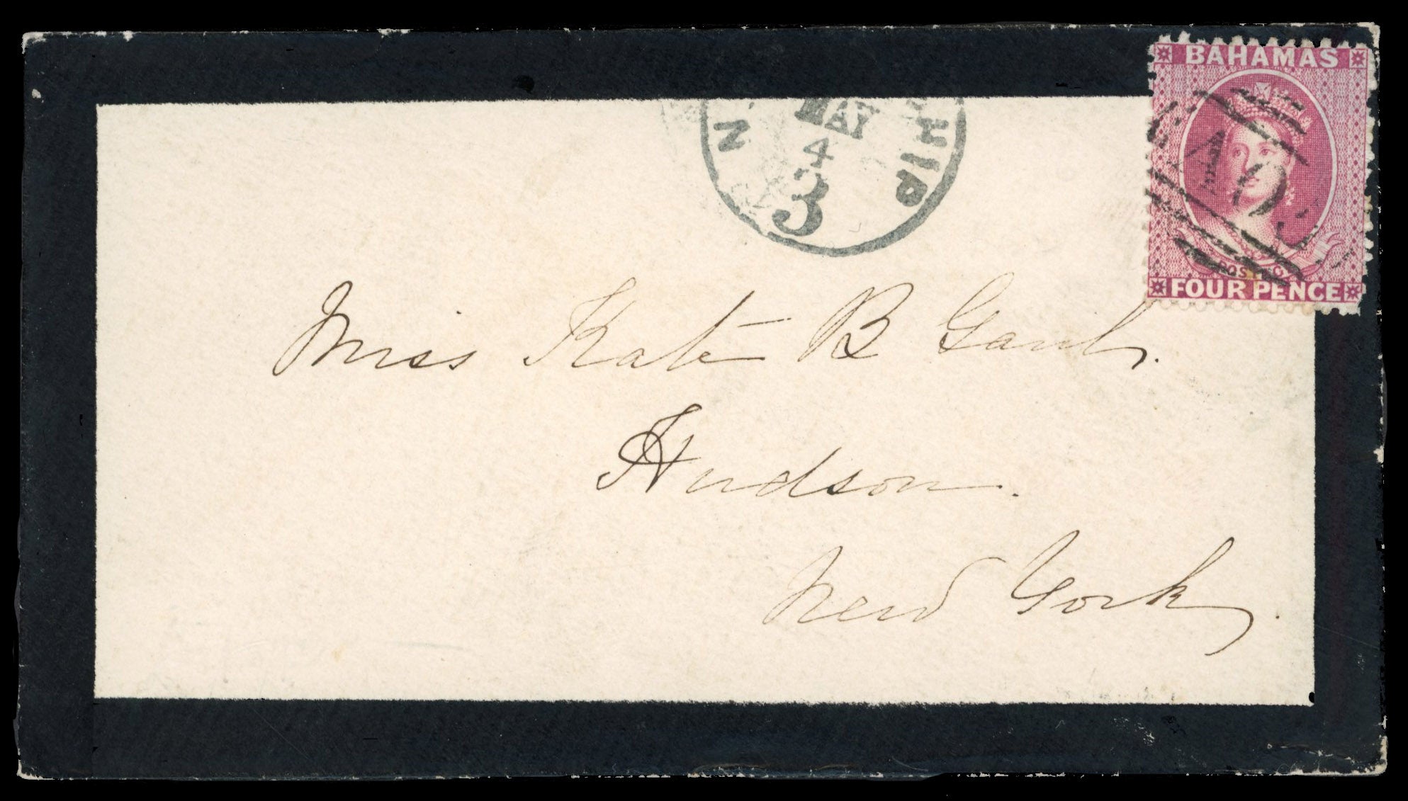 Bahamas SG 26 1872 cover to New York with 1863-77 4d perf 12½