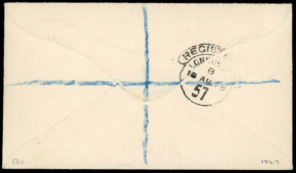Falkland Islands SG 67b 1928 registered cover from Fox Bay to England with 1912-20 5s maroon
