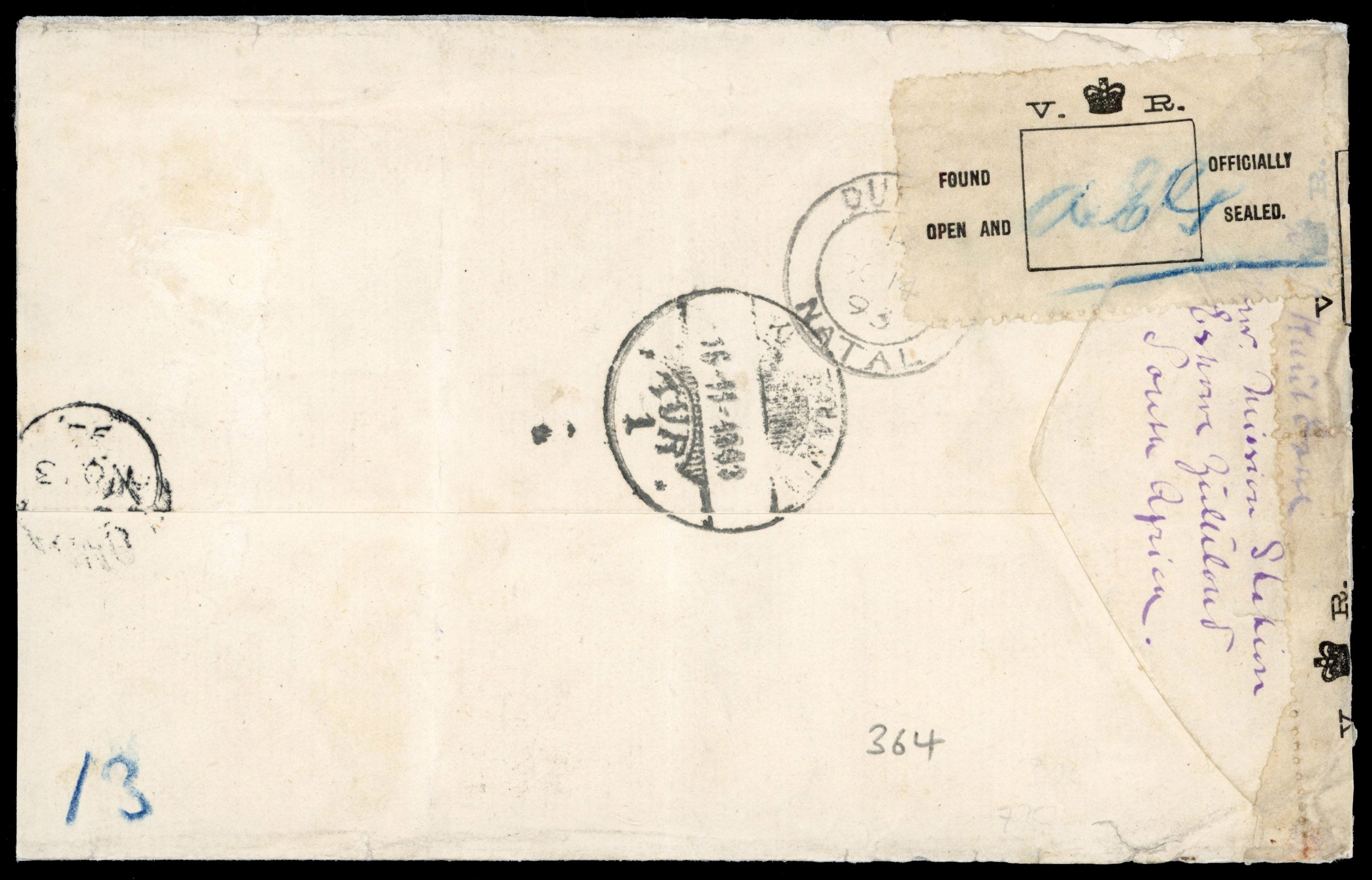 Zululand SG 5, 10 1893 cover to Norway with 1888-93 3d and 1s