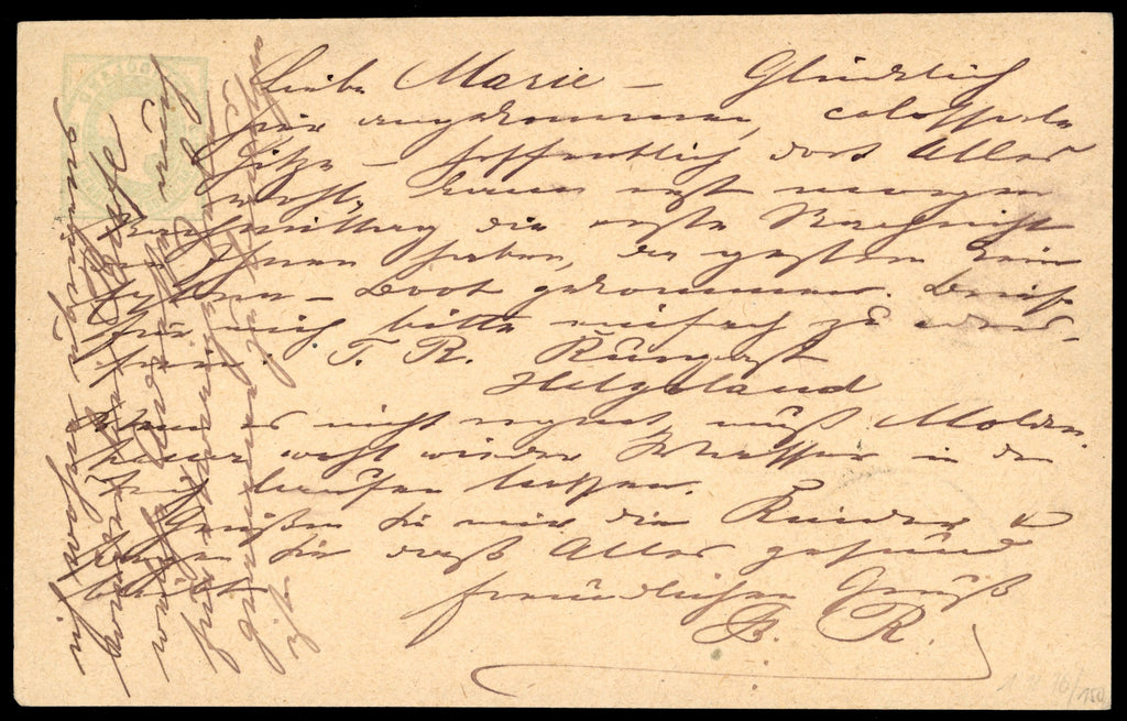 Heligoland 1875 Cover 3pf green postcard used to Hamburg