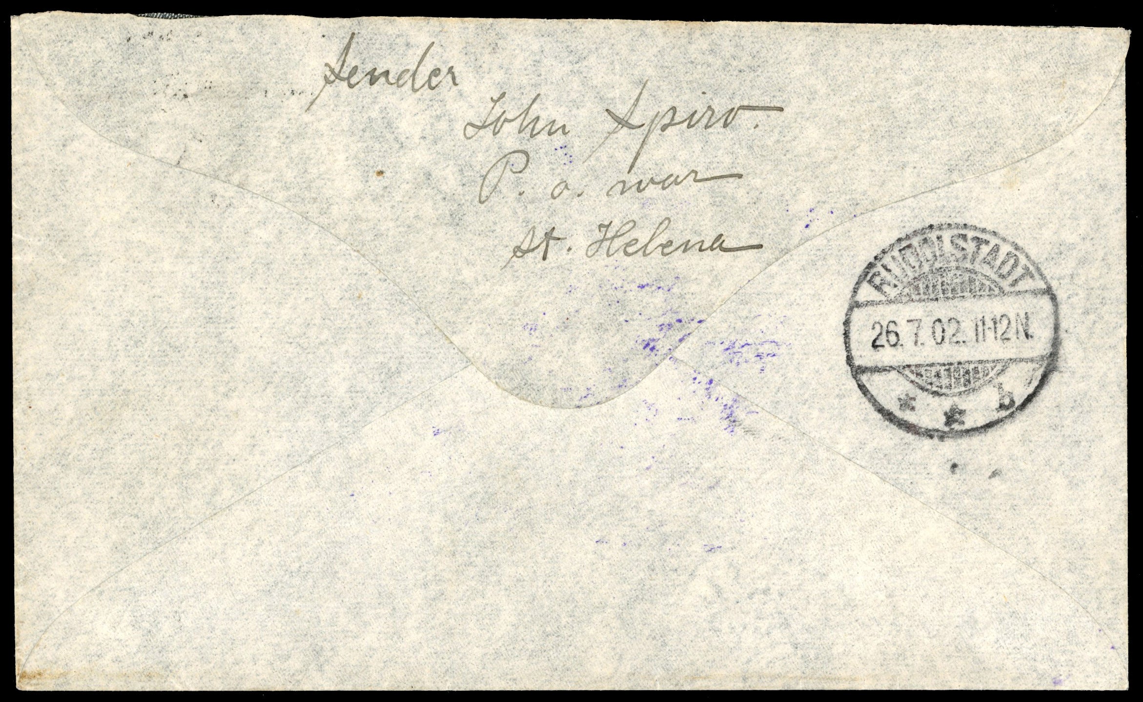 St Helena SG 46, 54 1902 censored Boer War cover to Germany