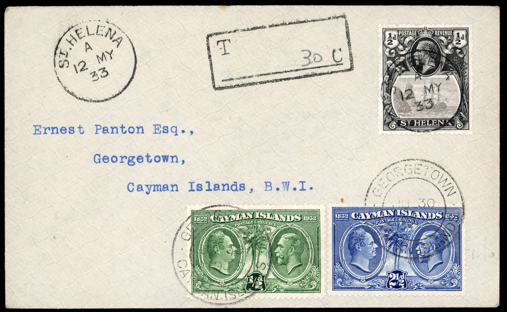 St Helena SG 97 1933 Panton cover to Cayman Islands