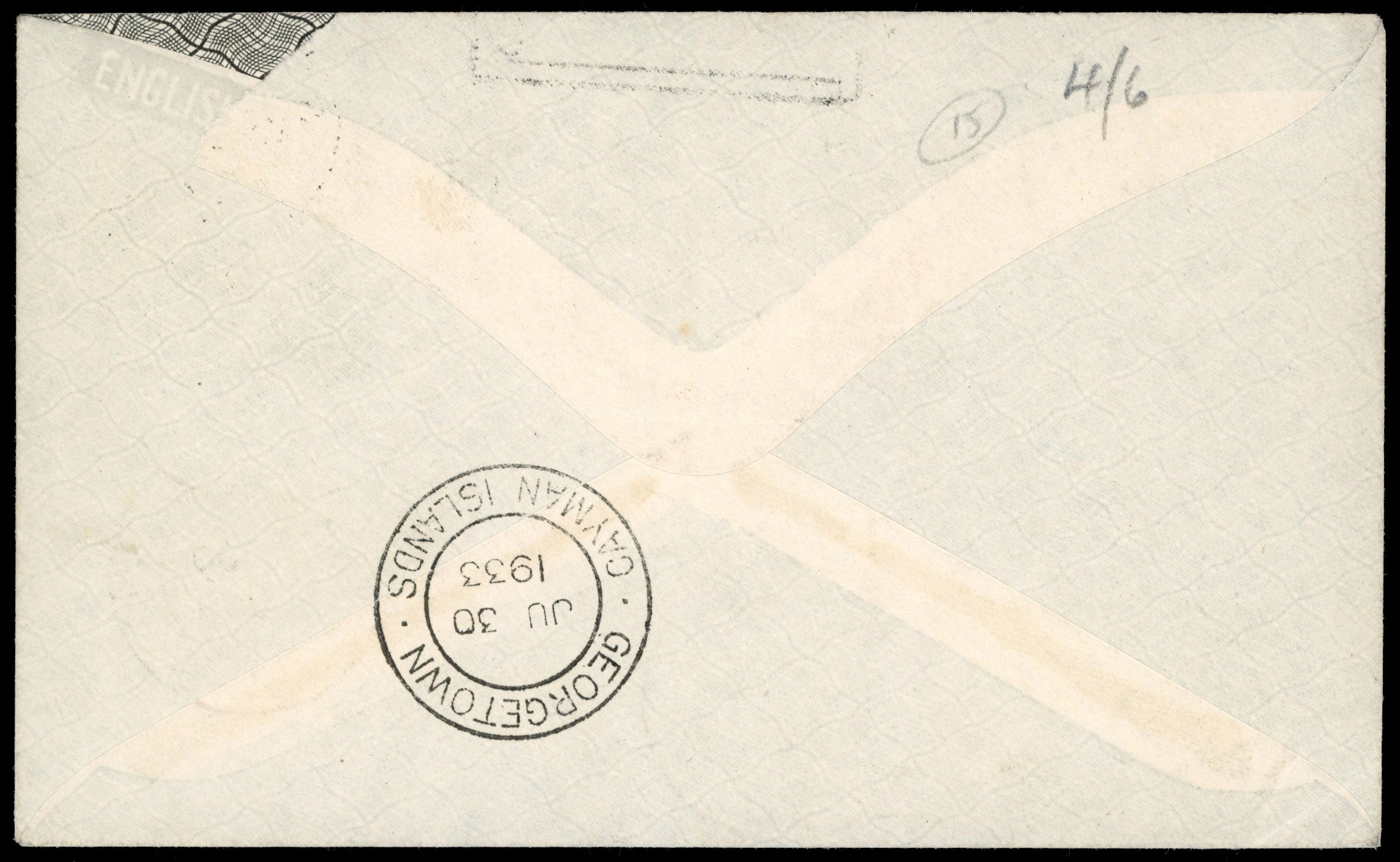 St Helena SG 97 1933 Panton cover to Cayman Islands
