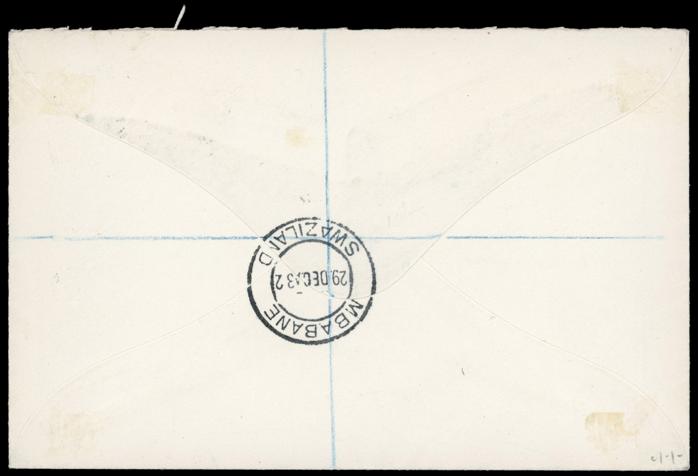 Swaziland 1932 registered cover franked by South Africa 1930-47 Official 6d green and orange pair
