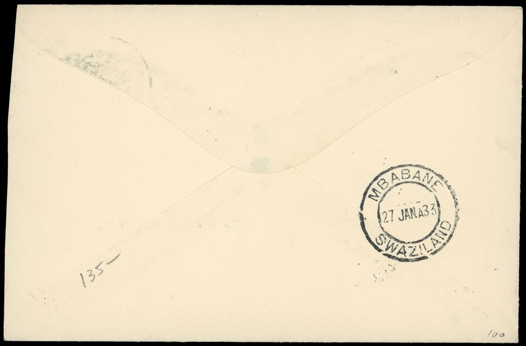 Swaziland SG D1 1933 incoming postage due cover from South Africa