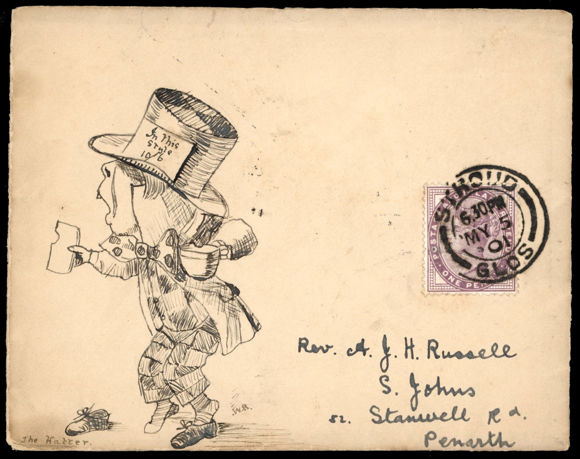 Great Britain 1901-03 group of nine hand drawn covers from Rev Russell 'Alice in Wonderland' correspondence
