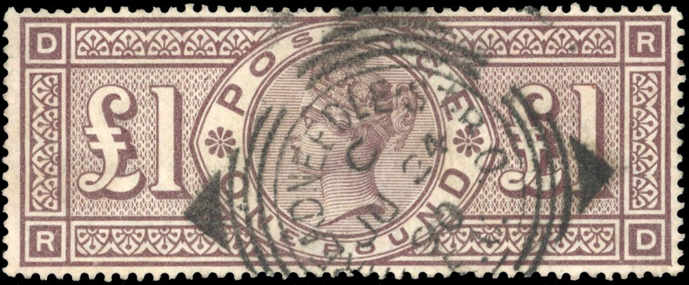 Great Britain SG 185 Used 1884 £1 brown-lilac watermark crowns