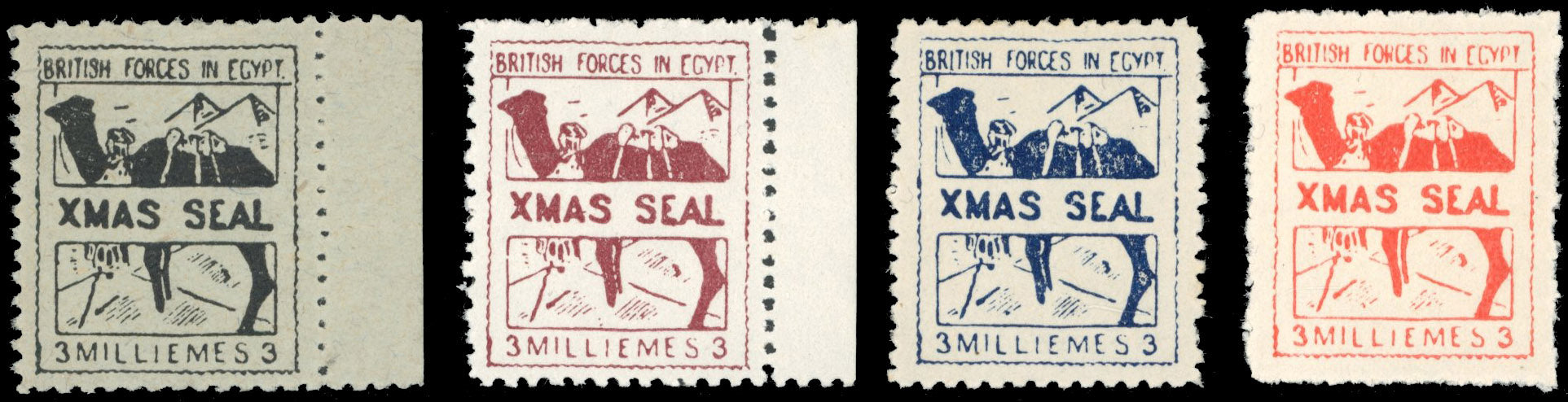 Egypt British Forces SG A3/A6 Mint 1932-35 3m Camel set of 4 Christmas seals